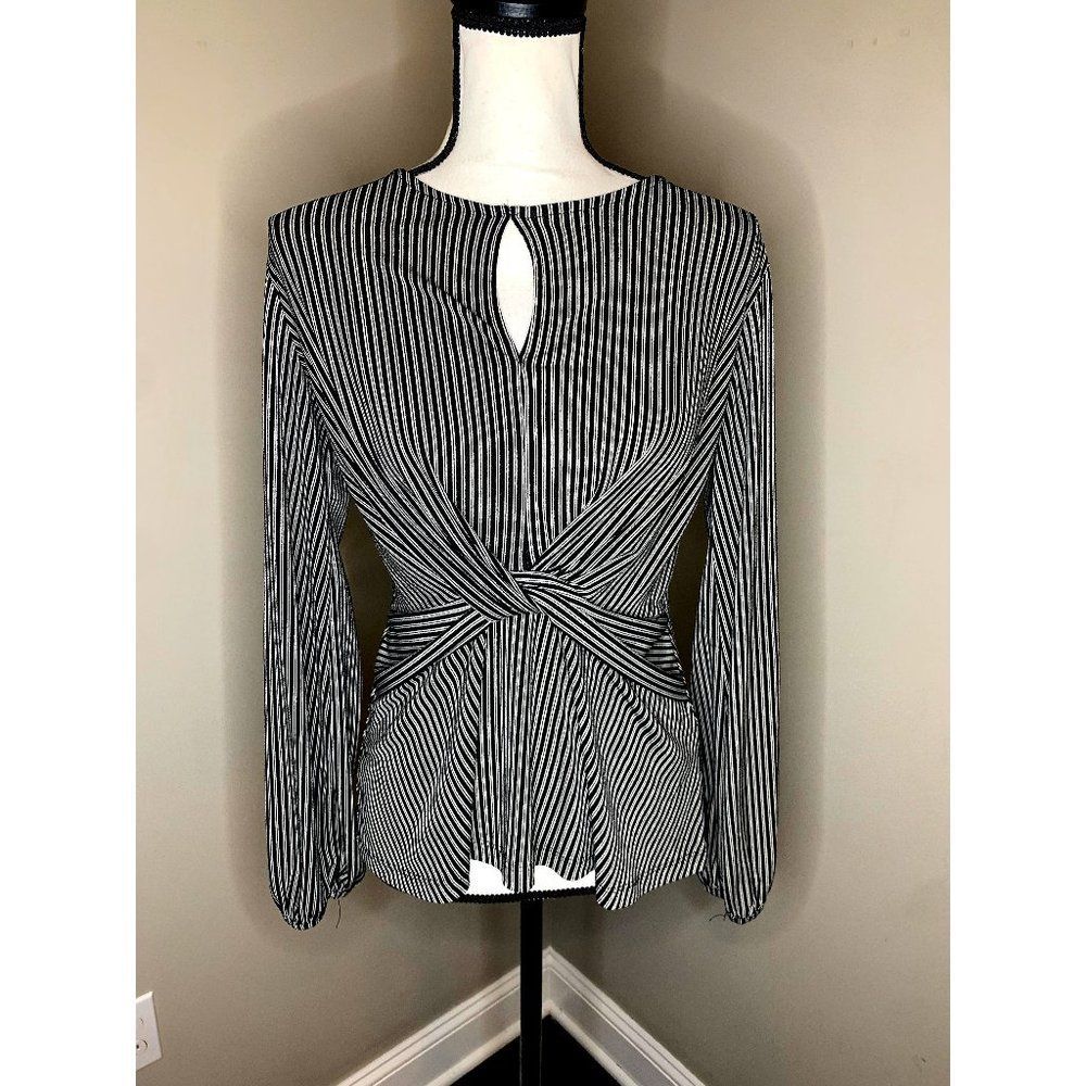 B'Leev Striped Gypsy Boho Front Knot Blouse